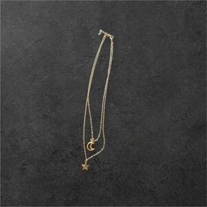 Celestial Layered Necklace Gold‎ Star and Moon Charm Pendant Jewelry Gift